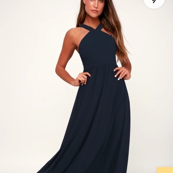 Lulu’s Blue Air of Romance Halter Maxi Dress size XS - Picture 12 of 12